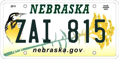NE license plate ZAI815