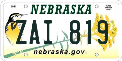 NE license plate ZAI819