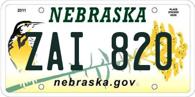 NE license plate ZAI820