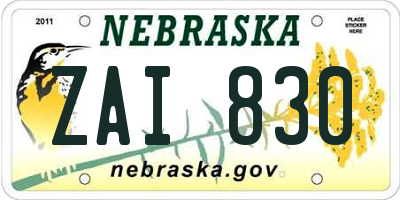 NE license plate ZAI830