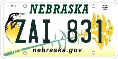 NE license plate ZAI831