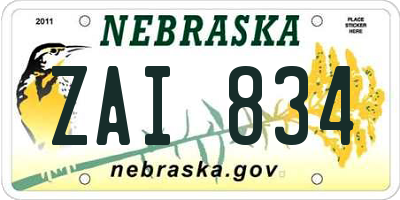 NE license plate ZAI834