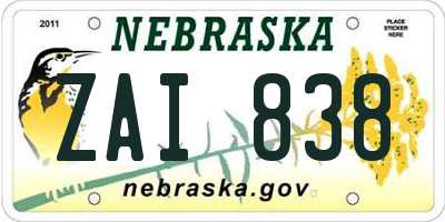 NE license plate ZAI838