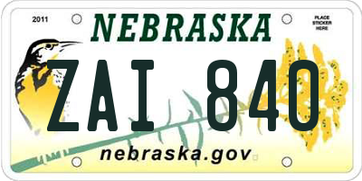 NE license plate ZAI840