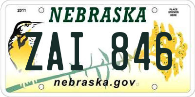 NE license plate ZAI846