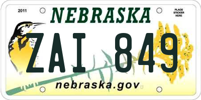 NE license plate ZAI849