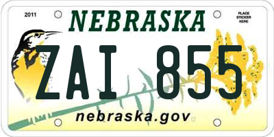 NE license plate ZAI855