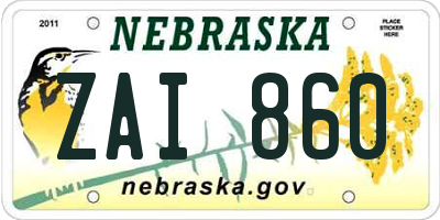 NE license plate ZAI860