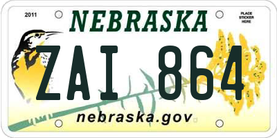 NE license plate ZAI864
