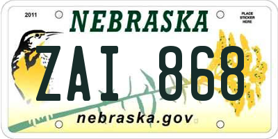 NE license plate ZAI868