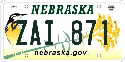 NE license plate ZAI871