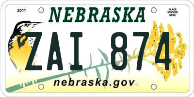 NE license plate ZAI874