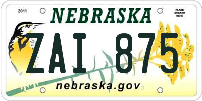 NE license plate ZAI875