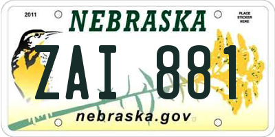 NE license plate ZAI881
