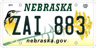 NE license plate ZAI883