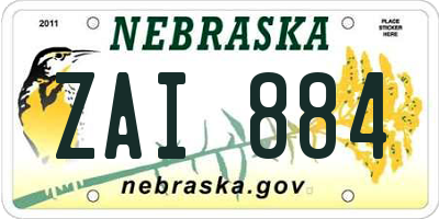 NE license plate ZAI884