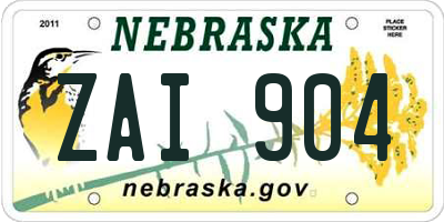 NE license plate ZAI904