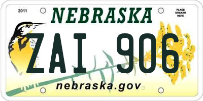 NE license plate ZAI906