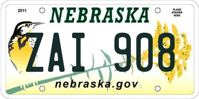 NE license plate ZAI908