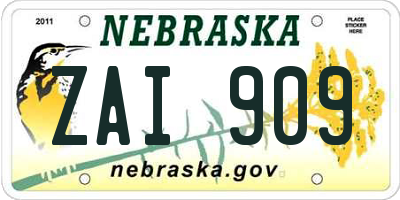 NE license plate ZAI909