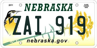NE license plate ZAI919