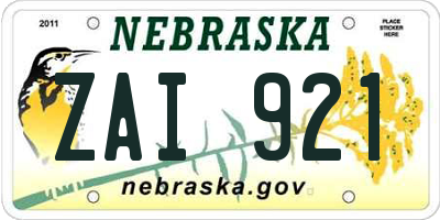 NE license plate ZAI921