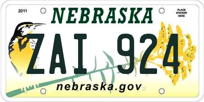 NE license plate ZAI924
