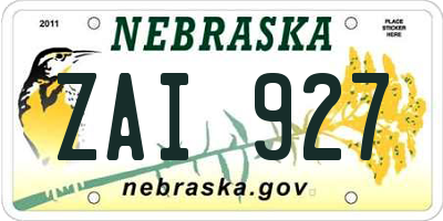 NE license plate ZAI927