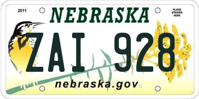 NE license plate ZAI928