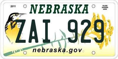 NE license plate ZAI929