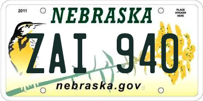 NE license plate ZAI940