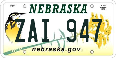 NE license plate ZAI947