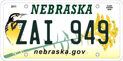 NE license plate ZAI949