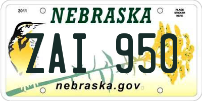 NE license plate ZAI950