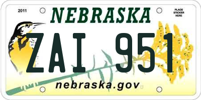 NE license plate ZAI951
