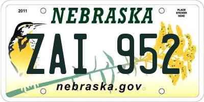NE license plate ZAI952
