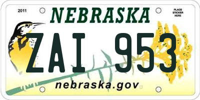 NE license plate ZAI953