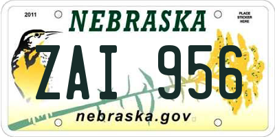 NE license plate ZAI956