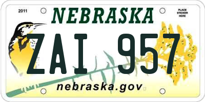 NE license plate ZAI957