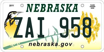 NE license plate ZAI958