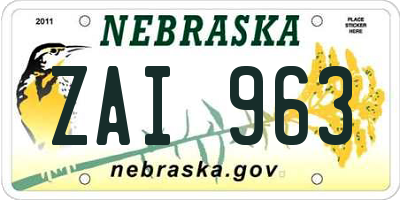 NE license plate ZAI963