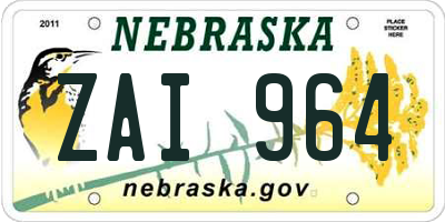 NE license plate ZAI964