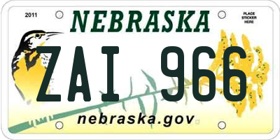 NE license plate ZAI966