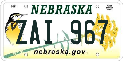 NE license plate ZAI967