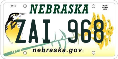 NE license plate ZAI968