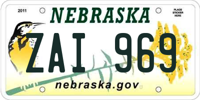 NE license plate ZAI969