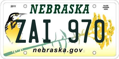 NE license plate ZAI970