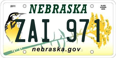 NE license plate ZAI971