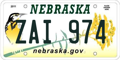 NE license plate ZAI974