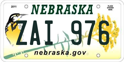 NE license plate ZAI976